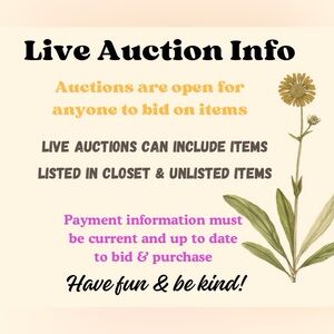 Live Auction Info for Bidders - See Photos for Details